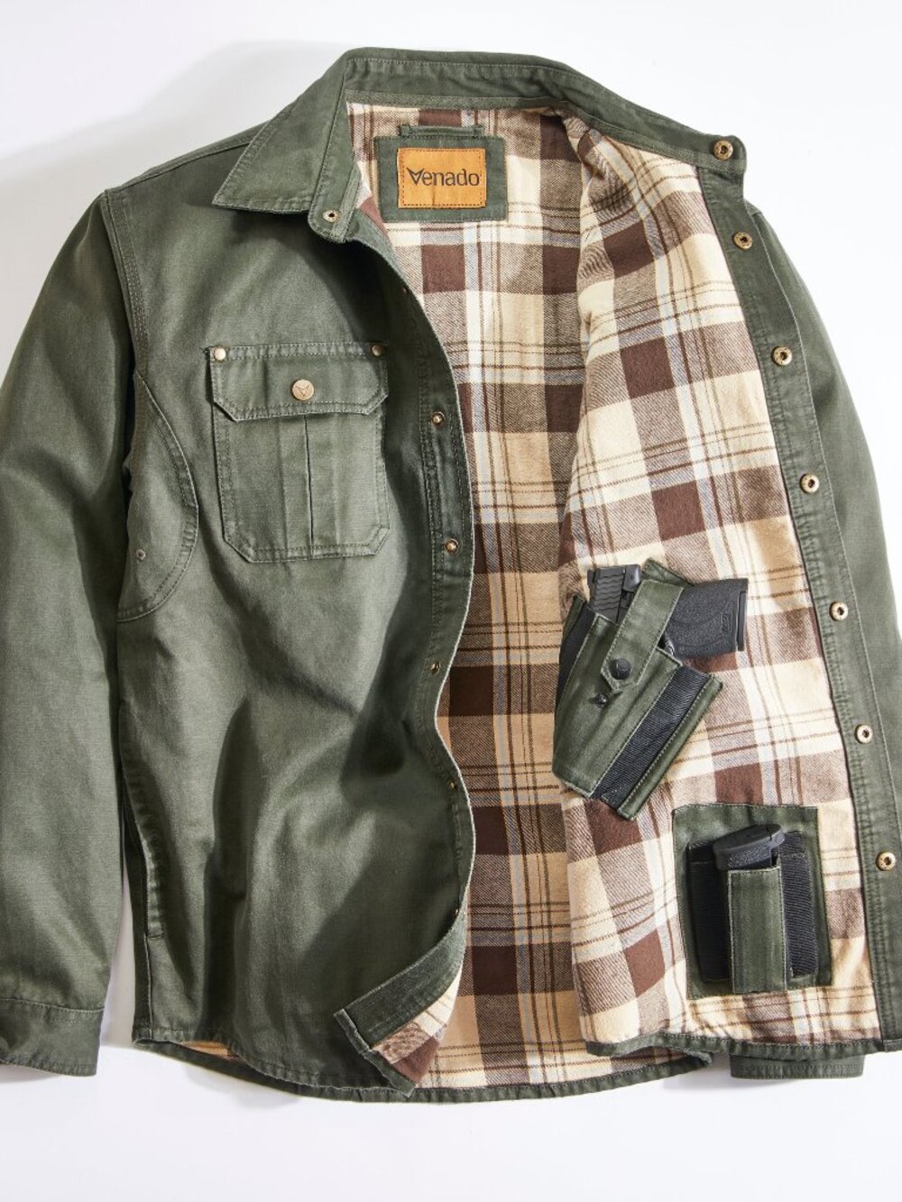 Concealed Carry Smuggler Hooded Chore Coat - Olive | Medium